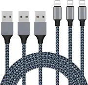 Sundix iPhone Charger 3Pack 9FT/2.7M Lightning Cable Nylon Braided Charging Cord Compatible iPhone 11 11 Pro 11 Pro XR XS XSMax X 8 8 Plus 7 7 Plus 6 6s Plus SE 5 5s 5c iPad iPod More