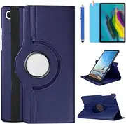 Case for Samsung Galaxy Tab S6 Lite 10.4 Inch 2020 (SM-P610 SM-P615), 360 Degree Rotating Stand Smart Protective Case with Stylus Pen, Screen Film (Deep Blue)