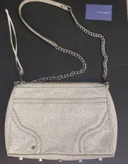 Rebecca Minkoff leather white Snake Embossed Leather Crossbody Bag stud sparkle