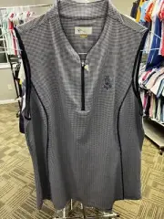 NWT WOMEN'S GREG NORMAN S/L POLO, SIZE: L, COLOR: NAVY/WHITE (C322)