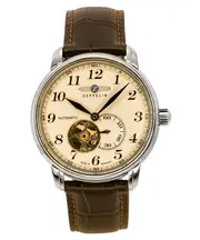 Zeppelin LZ 127 Graf 76665 Open Heart Cream Dial Automatic Analog 50M Mens Watch