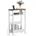 Narrow Side Table, with Charging Station, End Table for Small Spaces, Skinny