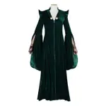 哈利波特COS服 米勒娃麥格教授COSPLAY綠色長袍服裝 成人COSPLAY女裝 萬聖節表演服裝 女巫COS服 巫婆巫