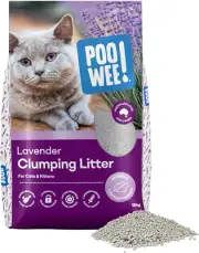 POOWEE! Lavender Cat & Kitten Litter, 15Kg - Long Lasting Clumping & Scoopable,