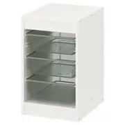 TROFAST storage combination with boxes, white/light green-grey, 34x44x56 cm