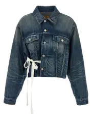 [Mm6 Maison Margiela] Mm6 Maison Margiela-Tape Denim Jacket Puffer Jackets Blu-Donna 38IT