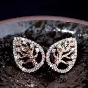 2.2Ct Simulated Diamond Botanical Wedding Huggie Earrings 14K Rose Gold Plated