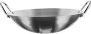 SOLUSTRE 1pc Stainless Steel Binaural Wok Multi Functional Cooking Pot for Home Kitchen Heat Evenly Safe for All Cooking Needs
