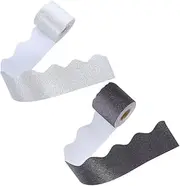 WOONEKY 2 Rolls Glitter Blackboard Borders Scalloped Bulletin Board Trim for Classroom Office Decor Elegant Sparkling Edges Versatile Holiday Decorations