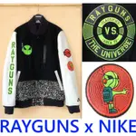 BLACK美中古NIKE X RAYGUNS外星人NSW刺繡貼布DESTROYER皮袖羊毛DUNK棒球外套SB夾克