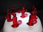 30 Vintage Large Red Glitter Loop Handle Candles for Ceramic Christmas Trees