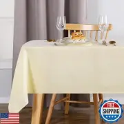 JIUZHEN Rectangle Table Cloth Faux Linen Farmhouse Tablecloth Wrinkle and Sta