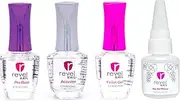 Revel Nail Dip Powder Liquid Steps 1-4 & Brush Cleaner