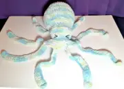 Octopus Chenille Plush Crochet Amigurumi Stuffed Animal Light Blue Green 20"