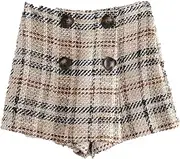 [XINDSJDS] Vintage Pattern Double Breasted Women Plaid Blazers Skirt Two-Piece Office Work Outfits