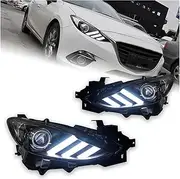 1 Pair Car Styling Compatible For Mazda 3 Headlights 2014-2016 Axela LED Headlight Mustang-Design LED DRL Hid Head Lamp Bi Xenon Accessories