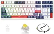 Attack Shark K98 100 Keys Hot-Swappable Mechanical Gaming Keyboard, Bluetooth/2.4G/Coiled USB C, 3000 mAh Battery, RGB Backlit, Programmable, OEM Yellow Switch, for Windows/PC/Mac - Blue