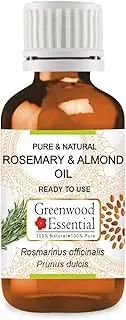 Greenwood Essential Rosemary and Almond Oil for Healthy Hair, Scalp and Roots- Pure and Natural 100ml (3.38oz)