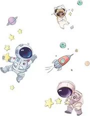 VICASKY Cute Room Decor 1 Set Astronaut Pattern Wall Sticker Decals Removable Window Stickers for Home Easy to Peel and Stick