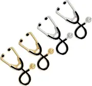 [COLLBATH] 4pcs/package Doctor Non-medical Non-medical Non-medical Non-medical Non-medical Non-medical Non-medical Stethoscope Brooch Alloy Decorative Brooch Unique Design Great for Festivals Classmates