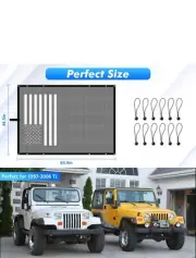 New Mesh Sun Shade Bikini Top For Jeep Wrangler TJ 1997-2006 American Flag 63X44