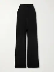 [Max Mara] Max Mara - Norcia Pleated Stretch-jersey Flared Pants - Black - UK 14 UK 14 Black