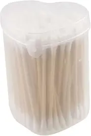 Wooden Rod Double Ended Cotton Buds Swabs w Heart Shape Case