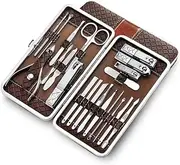 Manicures, Pedicure Kits, Nail Clippers, 21PCS Stainless Steel Manicure Box Professional Nail Clipper Set Decoration Foot Care Tools Grooming Tool with PU Leather Case Professional Grooming Kits (Col