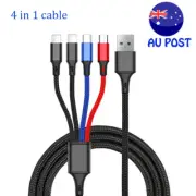 Multi Charging Cable 4 in 1 Multiple USB Cable with Type-C Micro USB Android