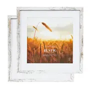 Cooper & Co. Set Of 2 40x40cm Mat to 30x30cm White Premium Rustic Wooden Photo Frame