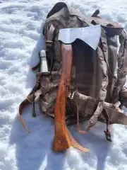 Handforged Lifetime Forest Axe, bushcraft camping Hatchet, Rose Wood Handle