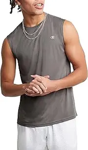 [Champion] Men's Double Dry Muscle Tank, Men’s Sleeveless Tee, Muscle Tee (Reg. or Big & Tall), Stone Gray, Large