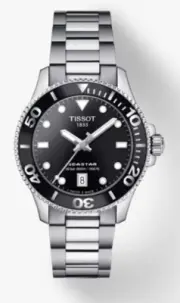 Tissot Seastar 1000 Black Dial with Silver Bracelet Men's Watch T1202101105100