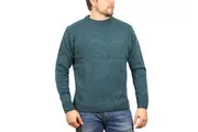 100% SHETLAND RAGG WOOL CREW Round Neck Knit JUMPER Pullover Mens Sweater Knitted - Sherwood