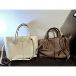 TOD'S TODS D-BAG 真皮 牛皮 奶油白 駝色  手提包 肩背包 側背包 小方包 黛妃包 戴妃包 經典款