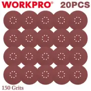 WORKPRO 20PCS 9" 8 Hole Hook-and-Loop Sandpaper 150 Grits Abrasive Sanding Discs