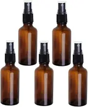 NIYANGLE 5pcs Brown Glass Spray Bottle Refillable Portable Atomizer for Travel Perfume Sprayer for Toiletries and Makeup Water