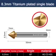 8.3mm Titanium plated single blade chamfer 90 degree deburring chamfer Drill bit