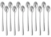 Long Handle Iced Coffee Tea Stirring Spoons Stainless Steel Silver 12 Piece set