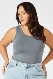 Black Tank Top Seamless Washed