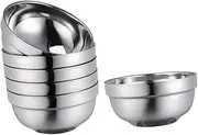PRETYZOOM 6Pcs Double Layer Insulated Stainless Steel Soup Bowls Hot Bowls for Family Dinnerware and Safe for All Ages for Ramen and Rice