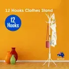 12 Hook Coat White 3 Tier Hanger Stand Hat Clothes Rack Storage Metal Tree Style