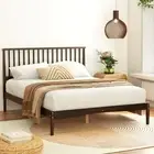 Double Size Bed Frame Wooden Base Mattress Platform Timber Walnut VISE AL-AB