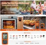 Wireless Remote Digital Cooking Food Meat Thermometer Dual Probe Smoker BBQ Gril