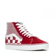 VANS SK8-HI MIX CHECKER CANVAS UNISEX MEN SIZE 6 / WOMEN SIZE 7.5 SHOES RED NEW