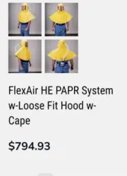 FlexAir Powered Air Purifying Respirator with blower cape Airboss Defense PAPR