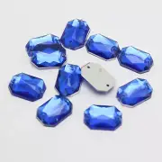 100 Royal Blue Flatback Acrylic Rectangle Rhinestone Button 10X14mm Sew on beads