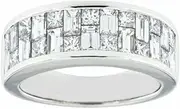 [HEARTS AND YOU] 2ct Emerald Princess Cut Moissanite Wedding Band Half Eternity White Gold Plated