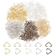 750Pcs Iron Triangle Rings, 5 Colors 9mm Open Jump Rings Buckle Clasps Pinch