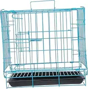 CLISPEED Folding Dog Cage for Small and Medium Pets Durable Construction Portable Design for Travel and Home Use Blue Color for Poodles and Cats
